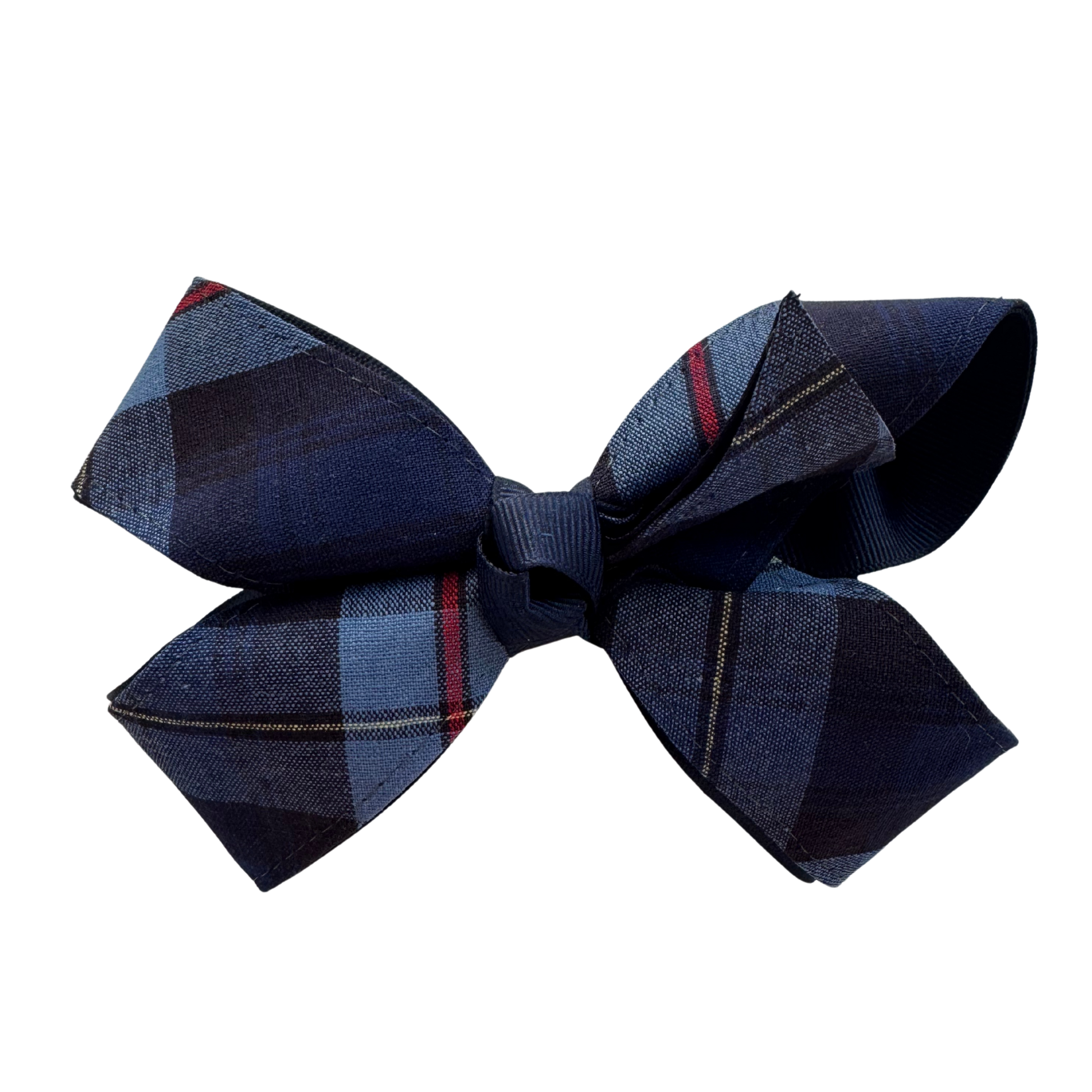 Light and Dark Blue Plaid Bow