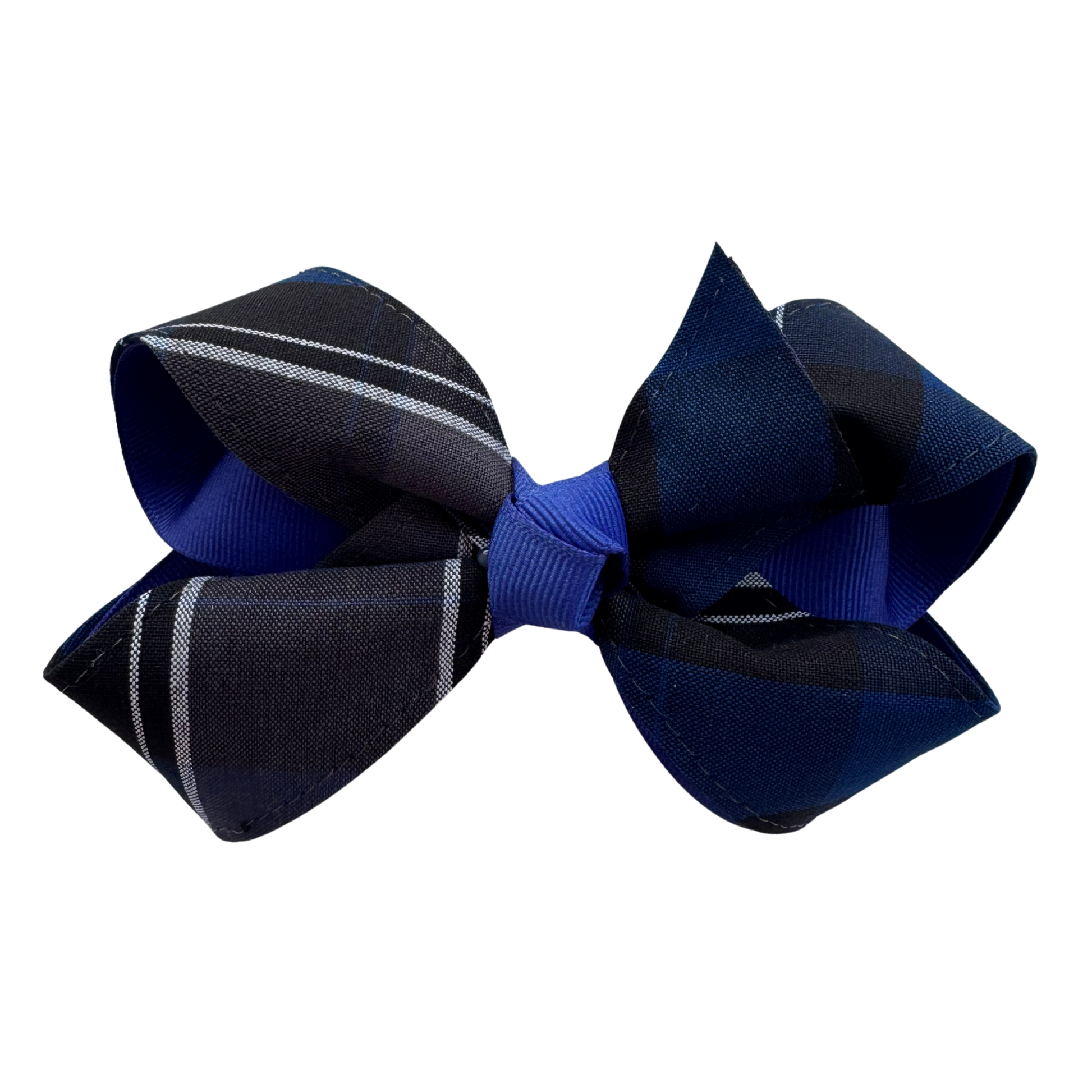Blue and Black Plaid Bow