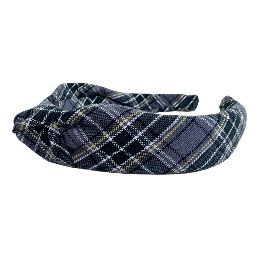 Green and Gray Plaid Headbands