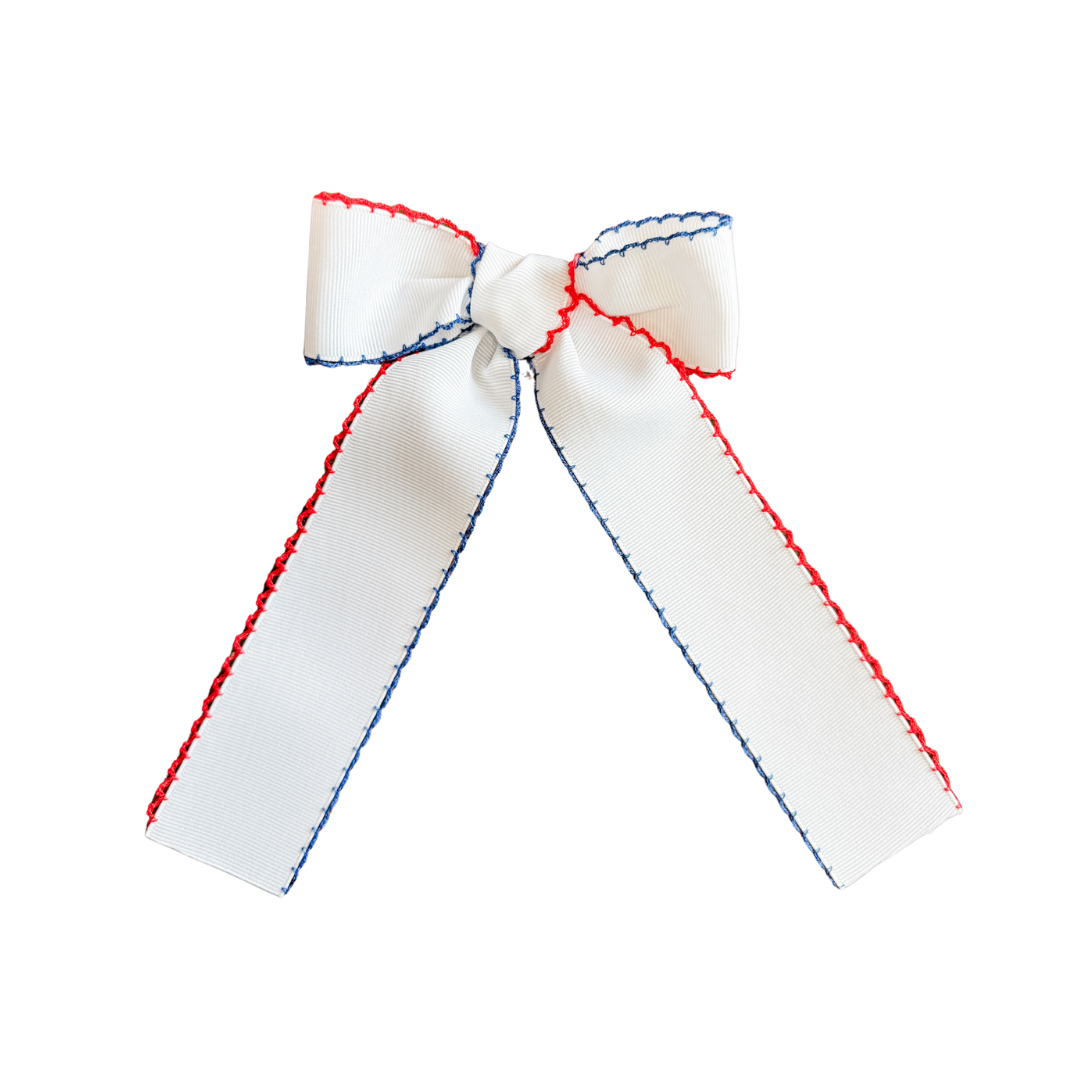 Red, White, Blue Moonstitch Bow