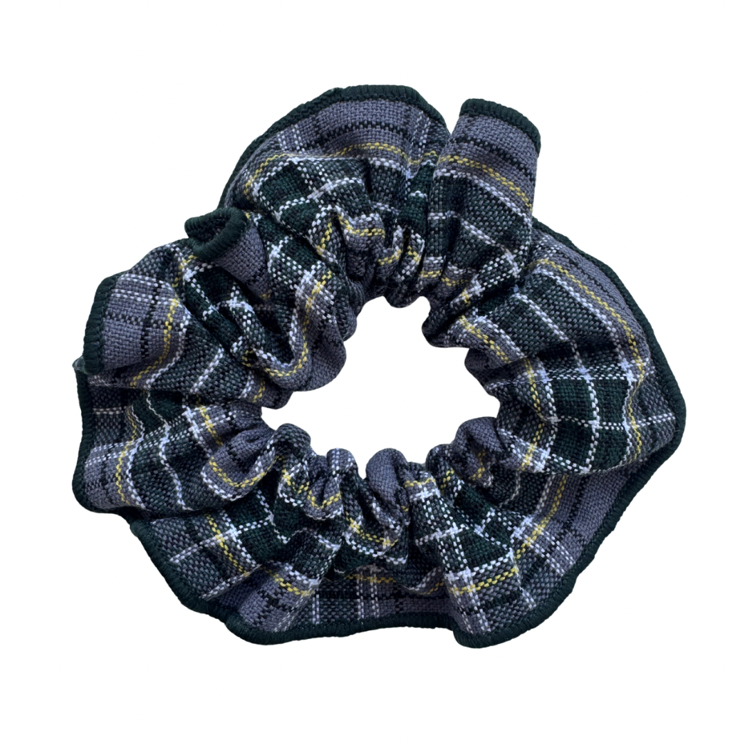 Green and Gray Plaid Scrunchies