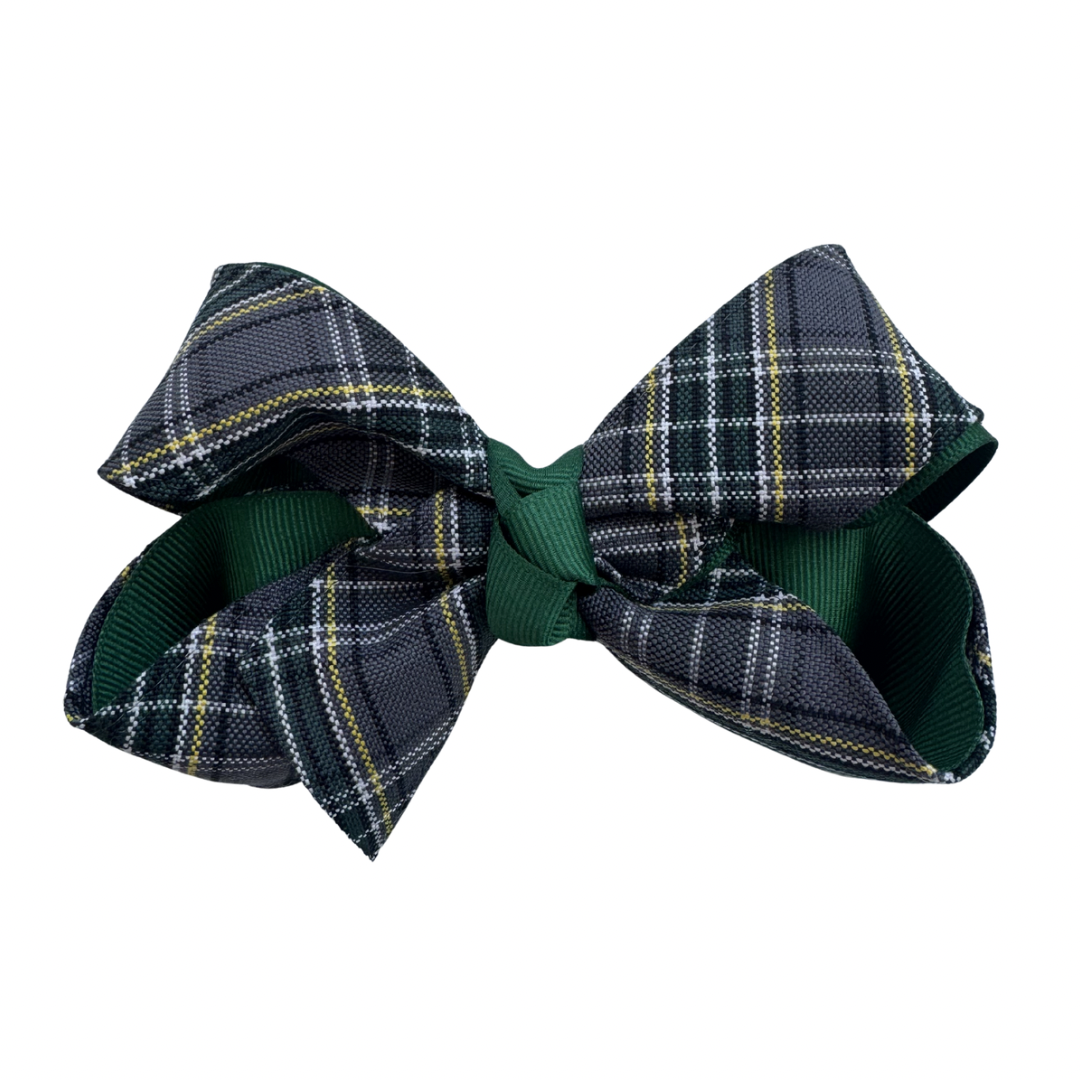 Green and Gray Plaid Bow