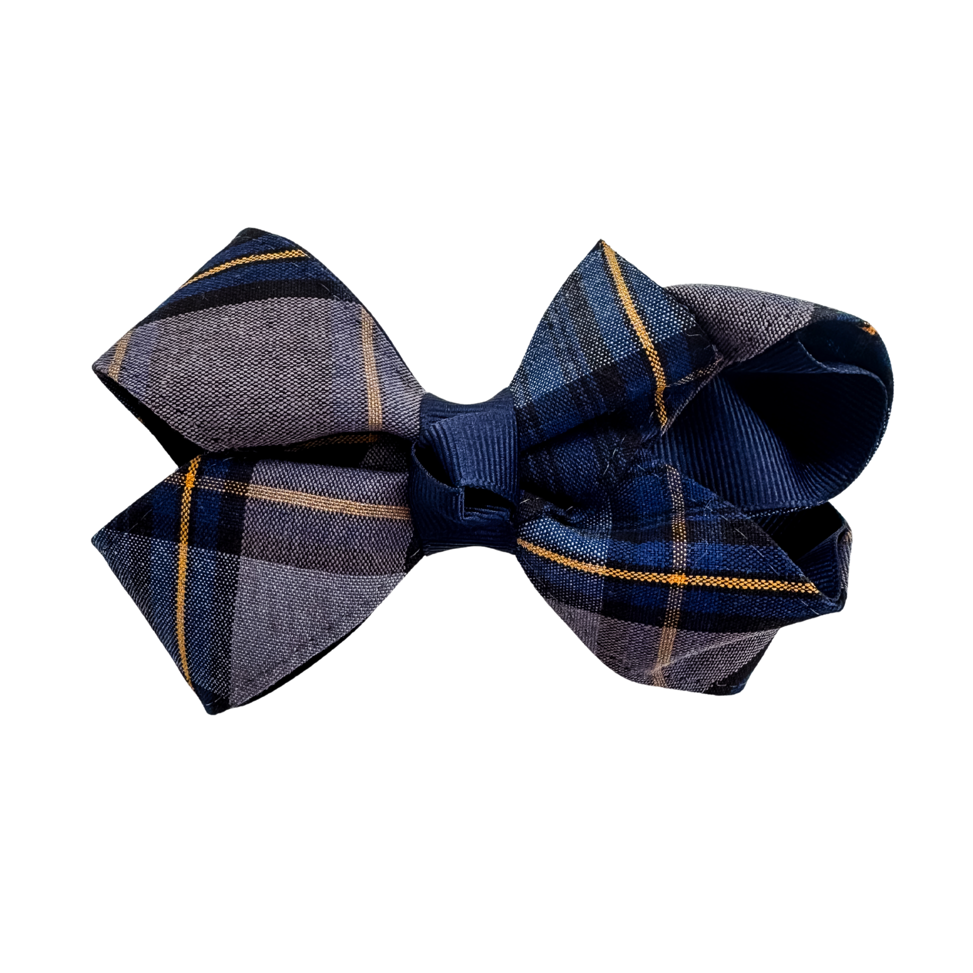 Blue and Gold Plaid Bow