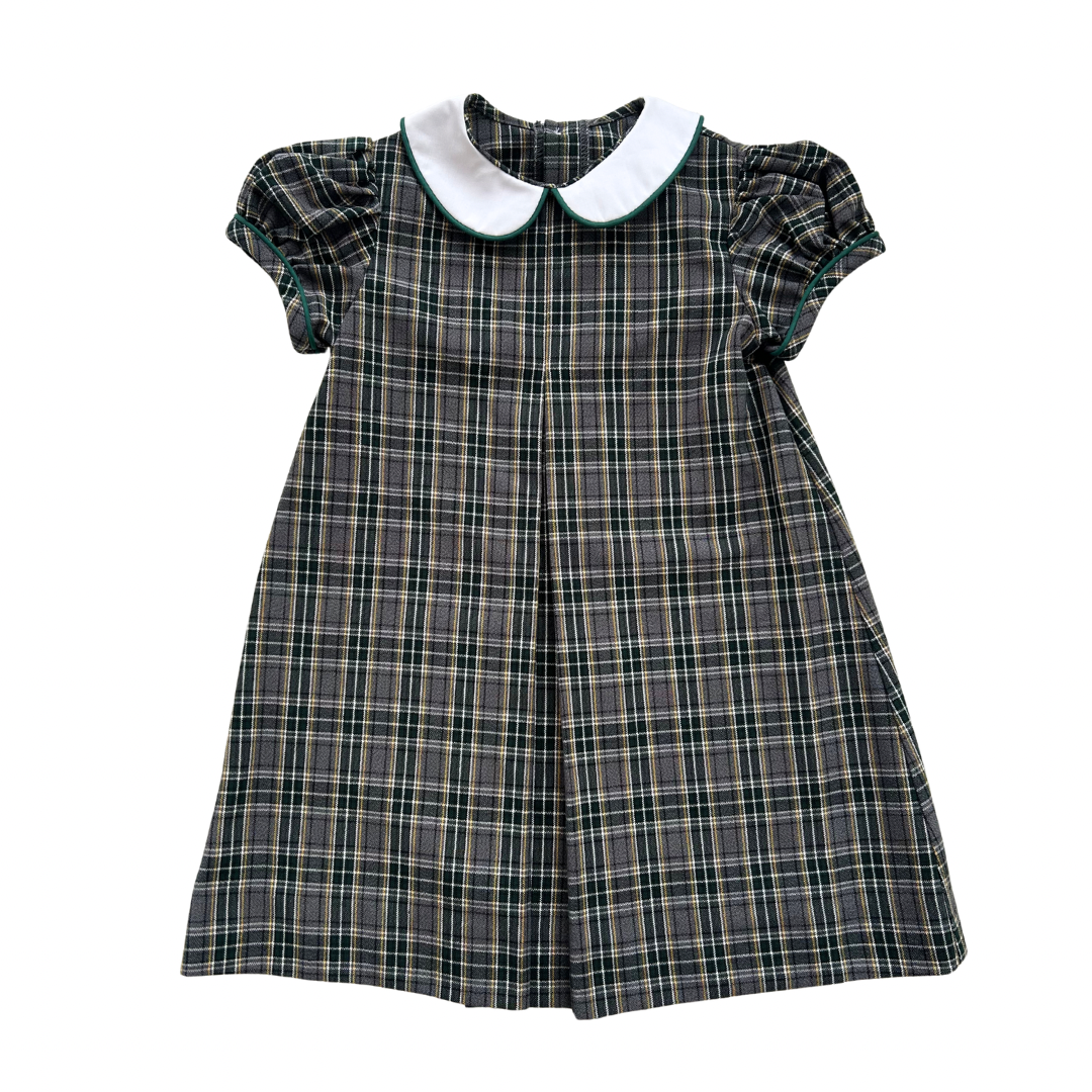 Green and Gray Plaid Smock Dress