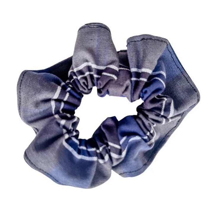 Blue and Black Plaid Scrunchies