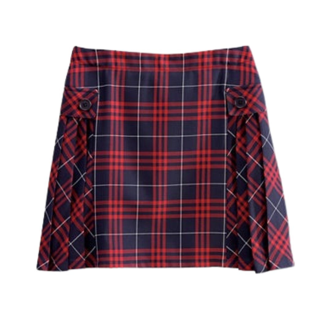 Red and Navy Plaid Skort