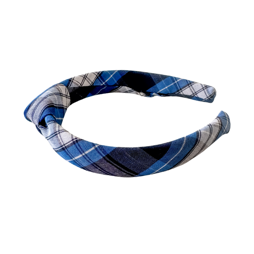 Blue and White Plaid Headbands