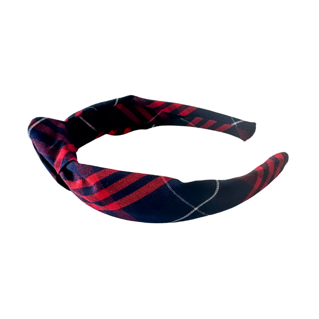 Red and Navy Plaid Headbands