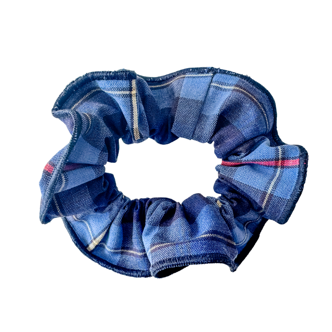 Light and Dark Blue Plaid Scrunchies