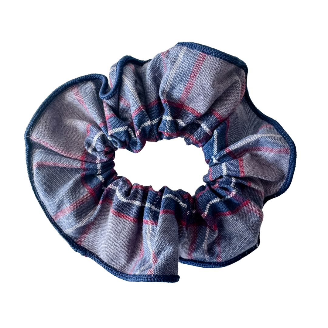 Blue and Gray Plaid Scrunchies