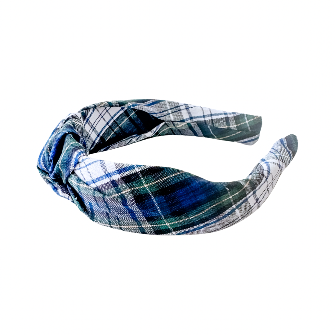 Green and Blue Plaid Headbands