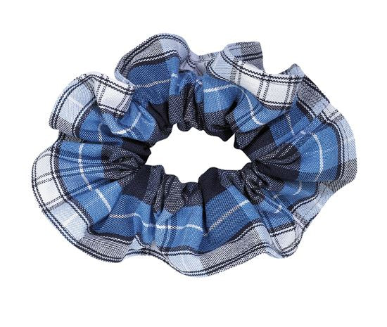 Blue and White Plaid Scrunchies
