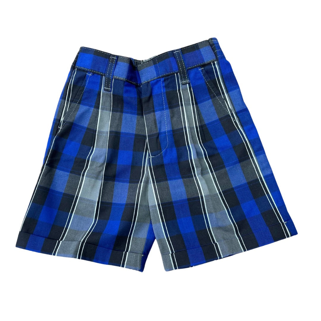Blue and Black Plaid Shorts