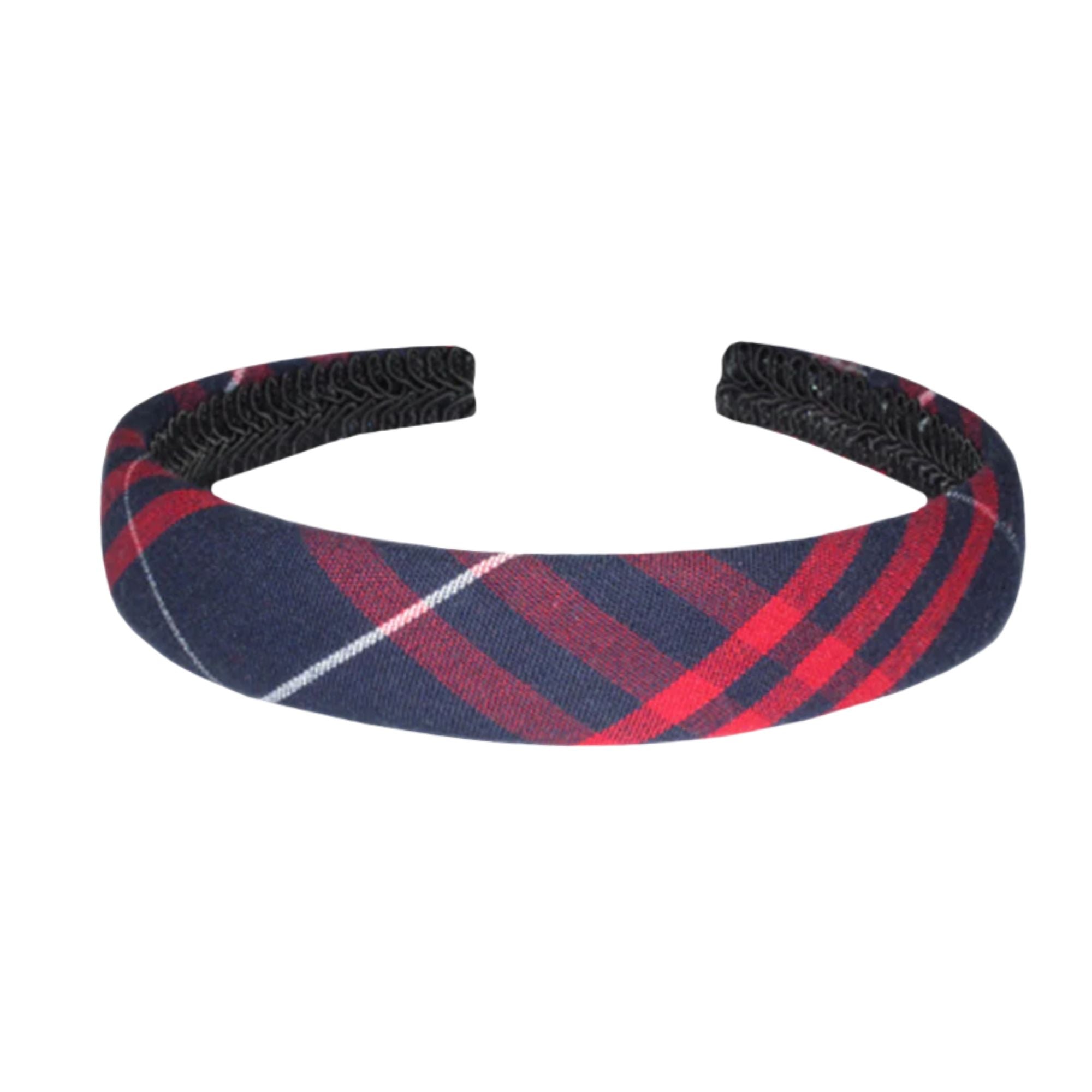 Red and Navy Plaid Headbands